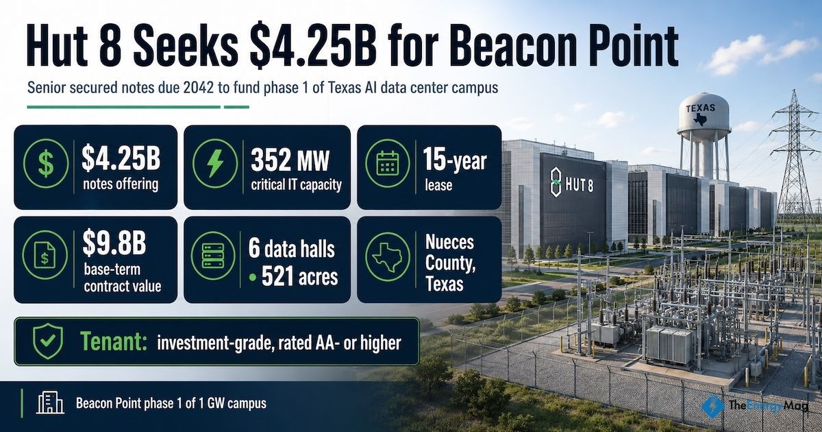 Hut 8 Plans $4.25B Debt Raise for Texas AI Data Center